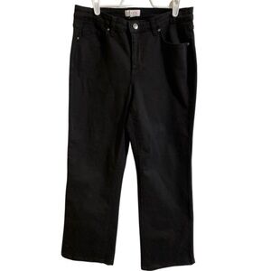 Denim & Co Black Straight Leg Denim Jeans, Casual Goth Preppy,Sz 6 (Inseam 24.5)